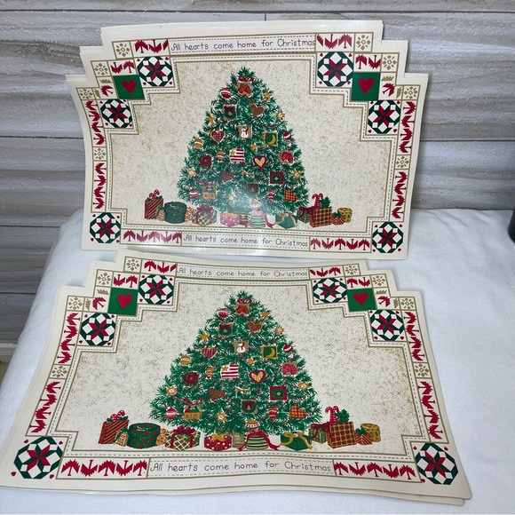 Vintage Christmas Vinyl Placemats Christmas Tree Town & Country Living Set of 4 - Picture 2 of 9